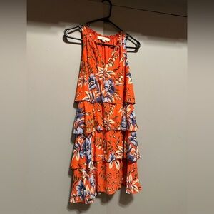 LOFT - Orange Floral Halter Tiered Sundress (Size SP)